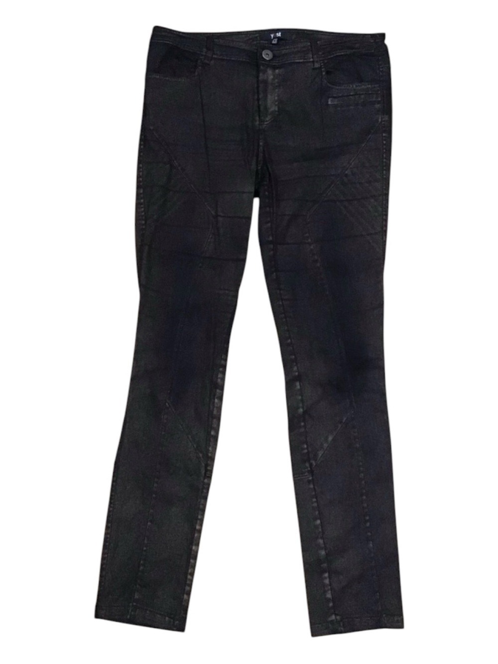 YEST slim fit jeans black  sparkle coated copper powder stretchy 8-10 mid rise